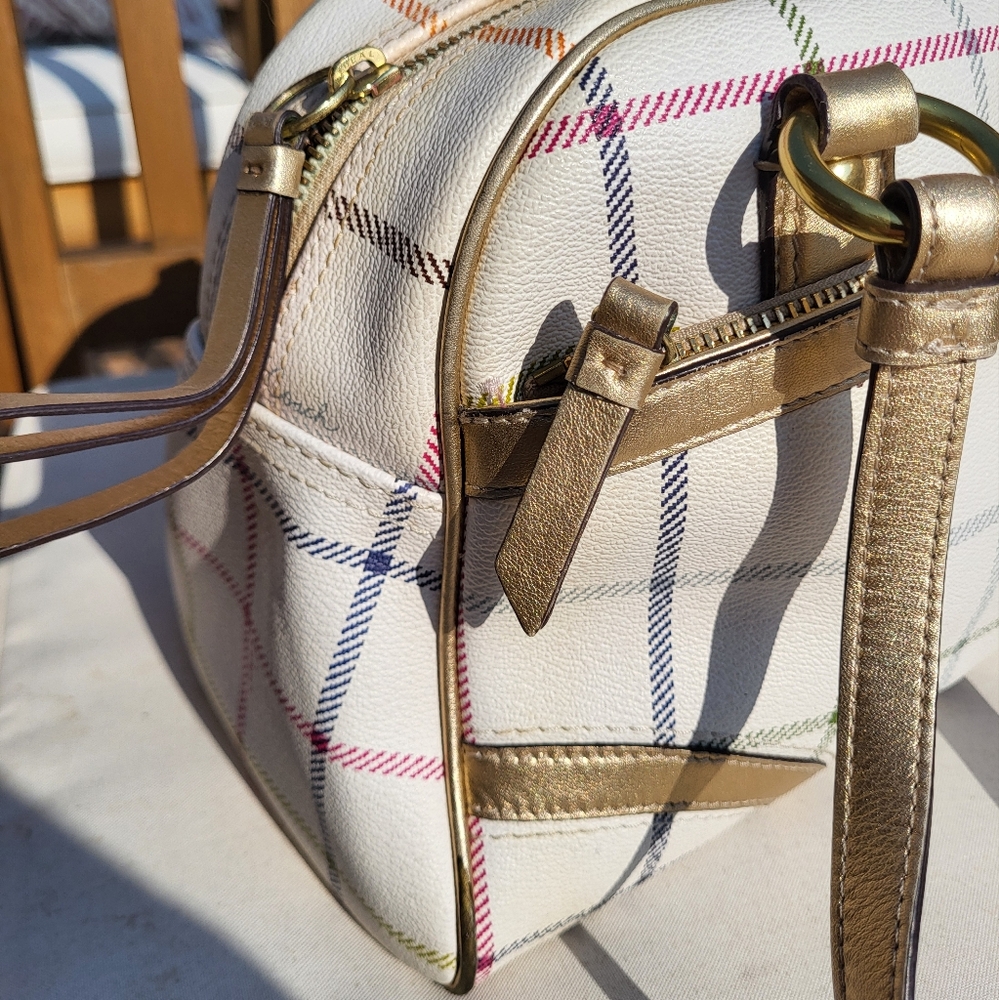 Coach Peyton Tattersall Plaid Satchel F19177 Shoulder Bag Purse - Picture 4 of 14